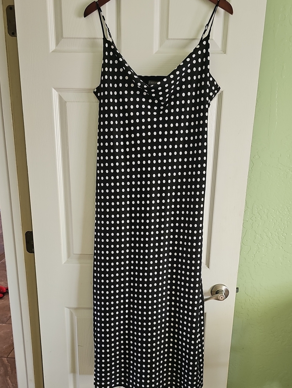 Vince Camuto Black and White Polka Dot Maxi Slip Dress